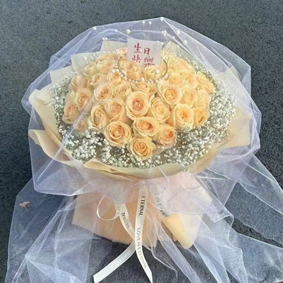 淮安52朵香槟玫瑰满天星，你就是我的全部